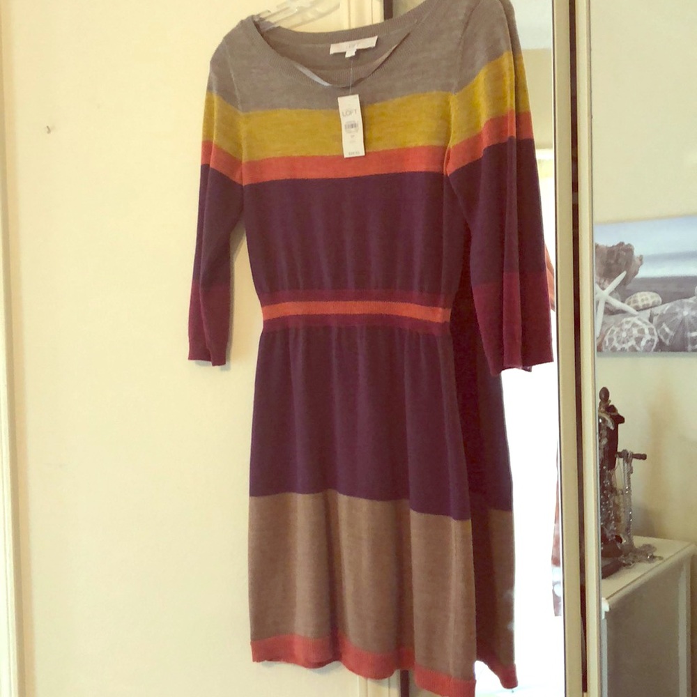 LOFT multi-colored sweater dress